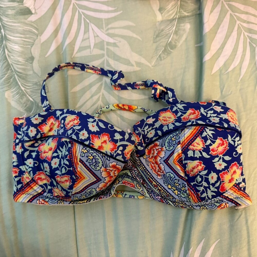 Jessica Simpson colorful floral print bikini top